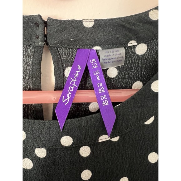 Seraphine Green White Polka Dot 3/4 Sleeve Dress Maternity Nursing Ruffle Sz 8 - Picture 3 of 9